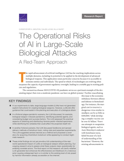 【兰德公司】人工智能在大规模生物攻击中的操作风险-The Operational Risks of AI in Large-Scale Biological Attacks-易外刊-英语外刊杂志电子版PDF下载网站
