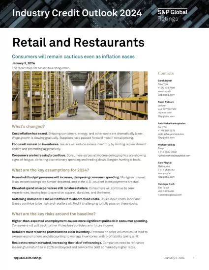【标普】2024年行业信用展望：零售和餐饮-Retail and Restaurants-易外刊-英语外刊杂志电子版PDF下载网站