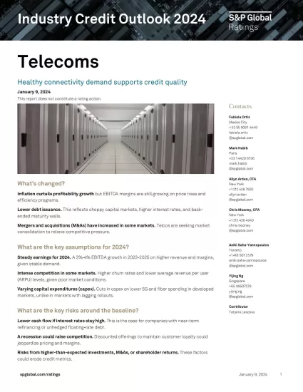 【标普】2024年行业信用展望：电信-Telecoms-易外刊-英语外刊杂志电子版PDF下载网站