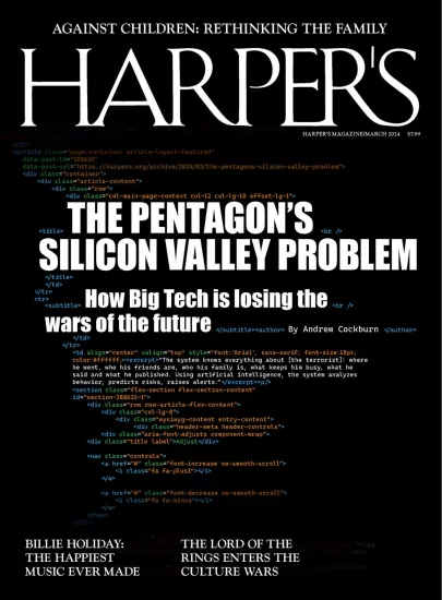 Harper’s Magazine-哈珀杂志2024.03月号下载电子版PDF网盘订阅-易外刊-英语外刊杂志电子版PDF下载网站