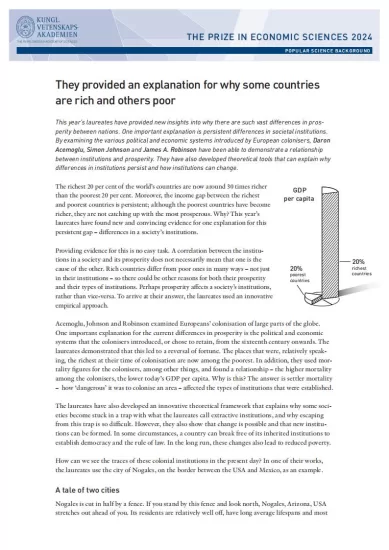 【2024年诺贝尔经济学奖】它们帮助我们了解各国之间的繁荣差异-易外刊-英语外刊杂志电子版PDF下载网站