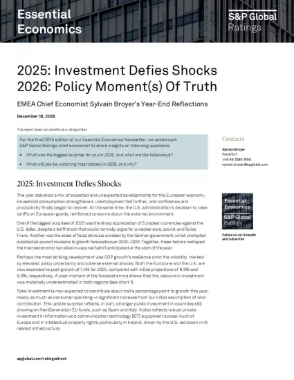 【标准普尔】经济研究：欧洲、中东和非洲地区经济学精要：2025年：投资抵御冲击，2026年：政策关键时刻-易外刊-英语外刊杂志电子版PDF下载网站